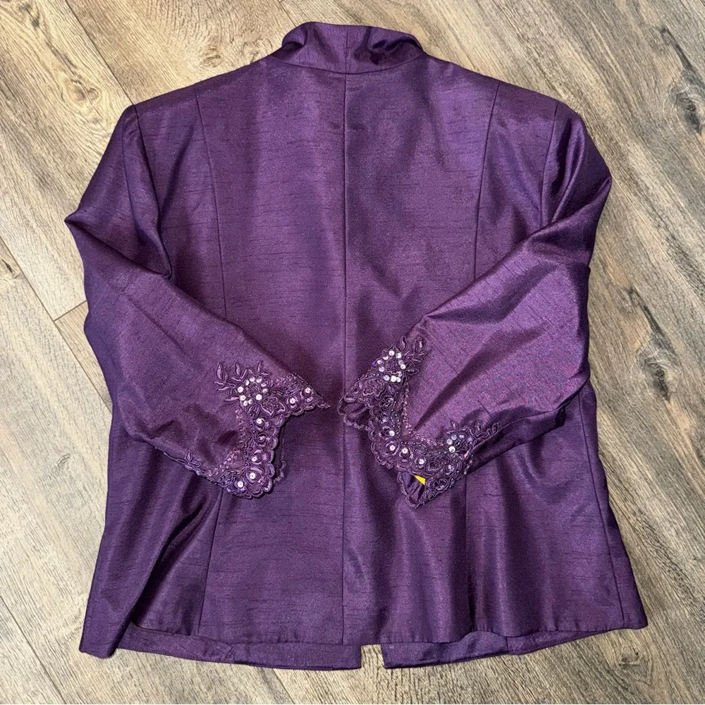 Cachet Rich Purple Blazer‎ with Decorative Cuffs